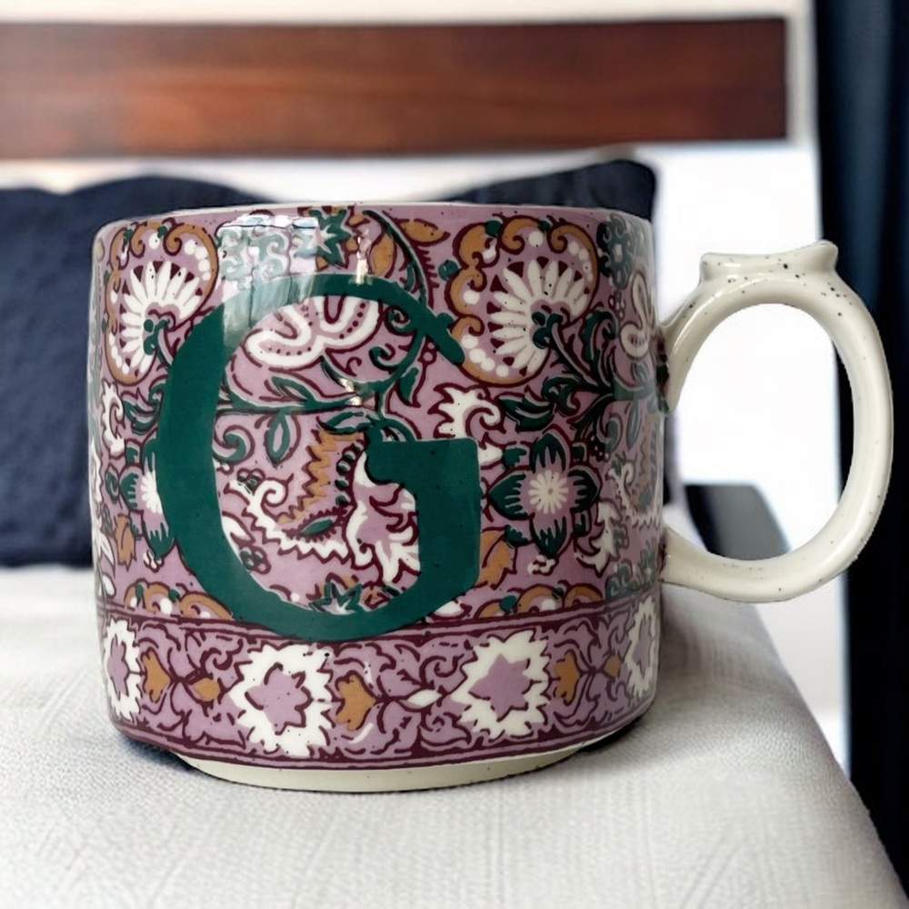 Anthropologie Mezze Monogram Tile Mug G